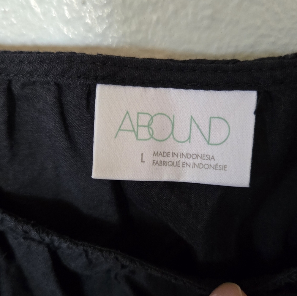 Abound | Black Cotton Puff Sleeve Cropped Top Size Large - Picture 7 of 8
